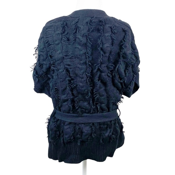 Zadig & Voltaire Corry Cows Cardigan Belt Sweater S Black Cotton Cashmere Loops - Picture 6 of 10